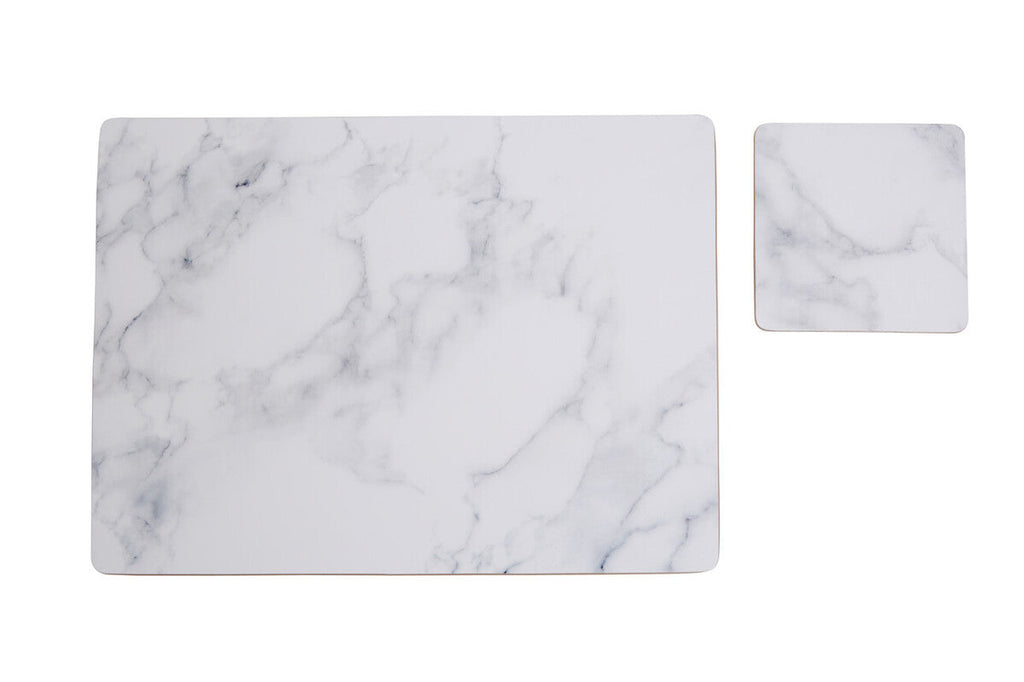 Orsina Zambie 8-Piece Cork Placemats and Coasters – Grey Marble Set