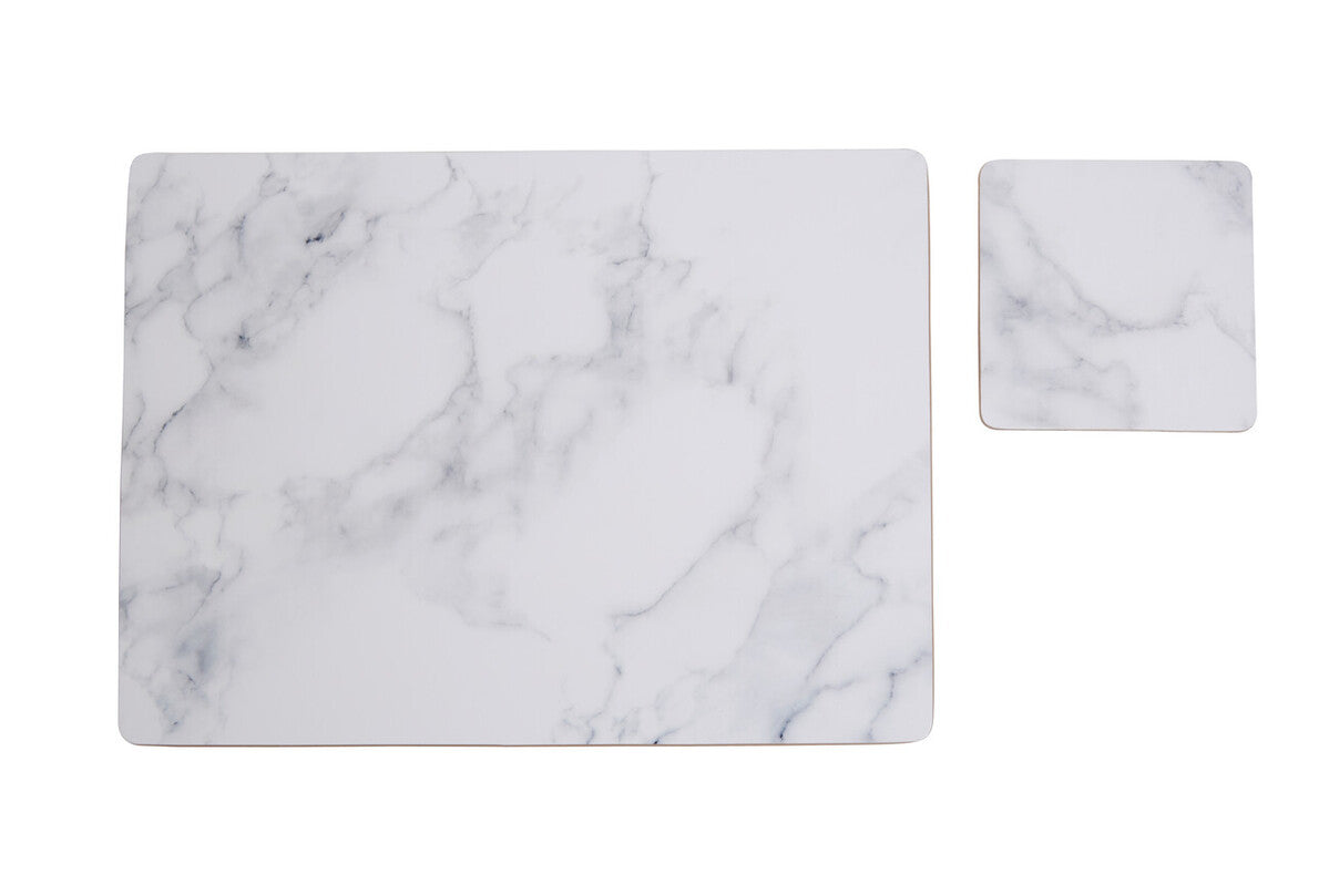 Orsina Zambie 8-Piece Cork Placemats and Coasters – Grey Marble Set