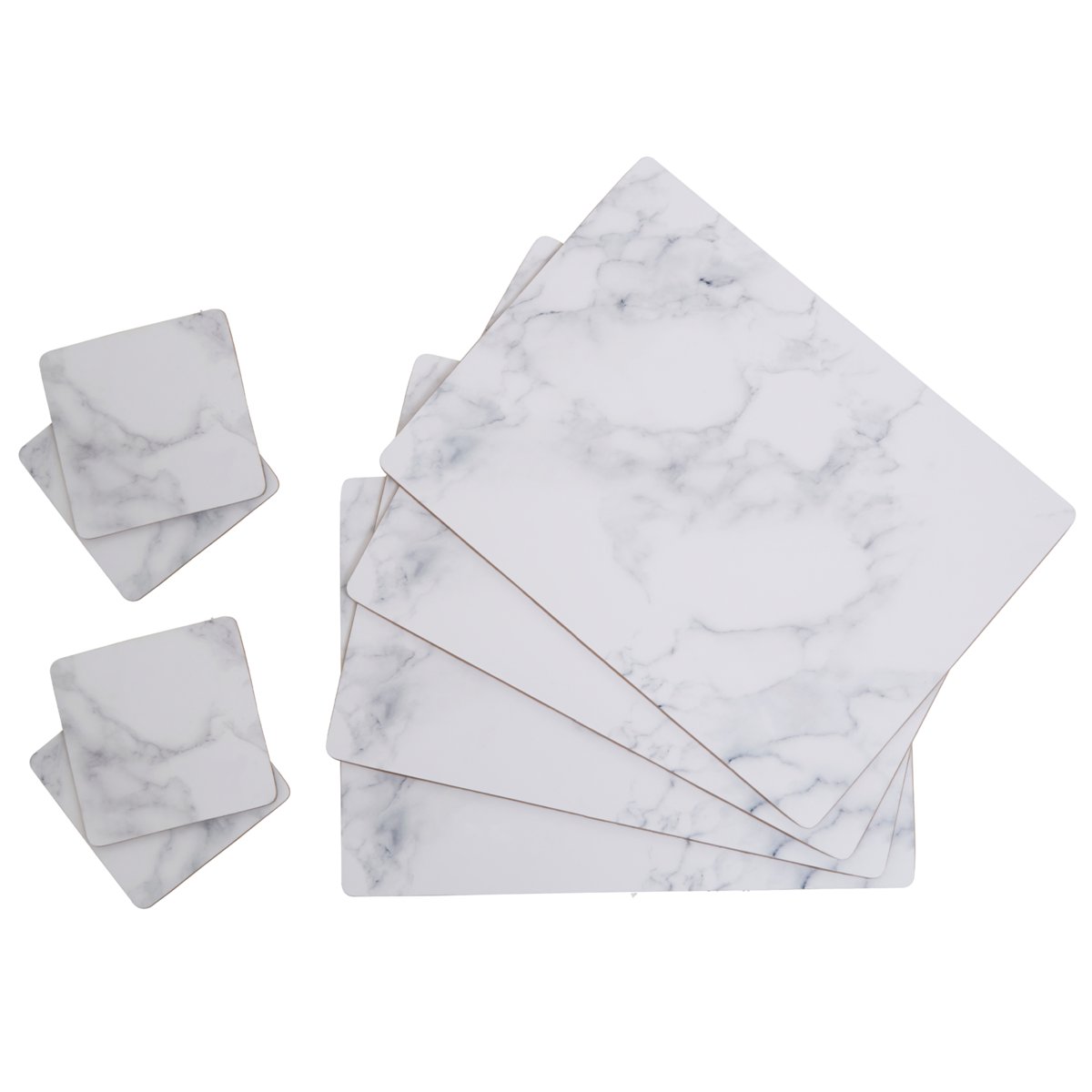 Orsina Zambie 8-Piece Cork Placemats and Coasters – Grey Marble Set