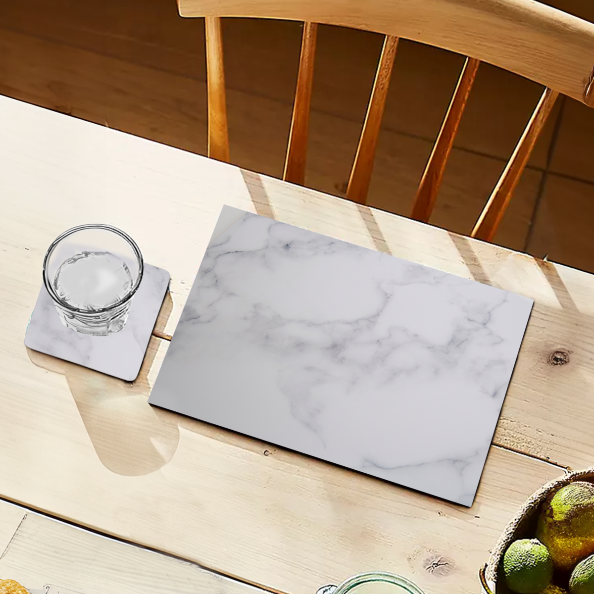 Orsina Zambie 8-Piece Cork Placemats and Coasters – Grey Marble Set