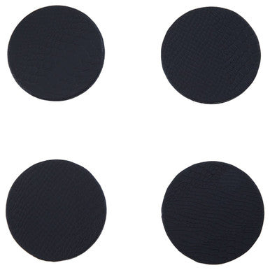 Orsina Mixology Black Leather-Effect Coasters with Silver Holder – Set of 4