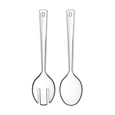 Orsina Clear Plastic Salad Servers | Lightweight Fork and Spoon Set