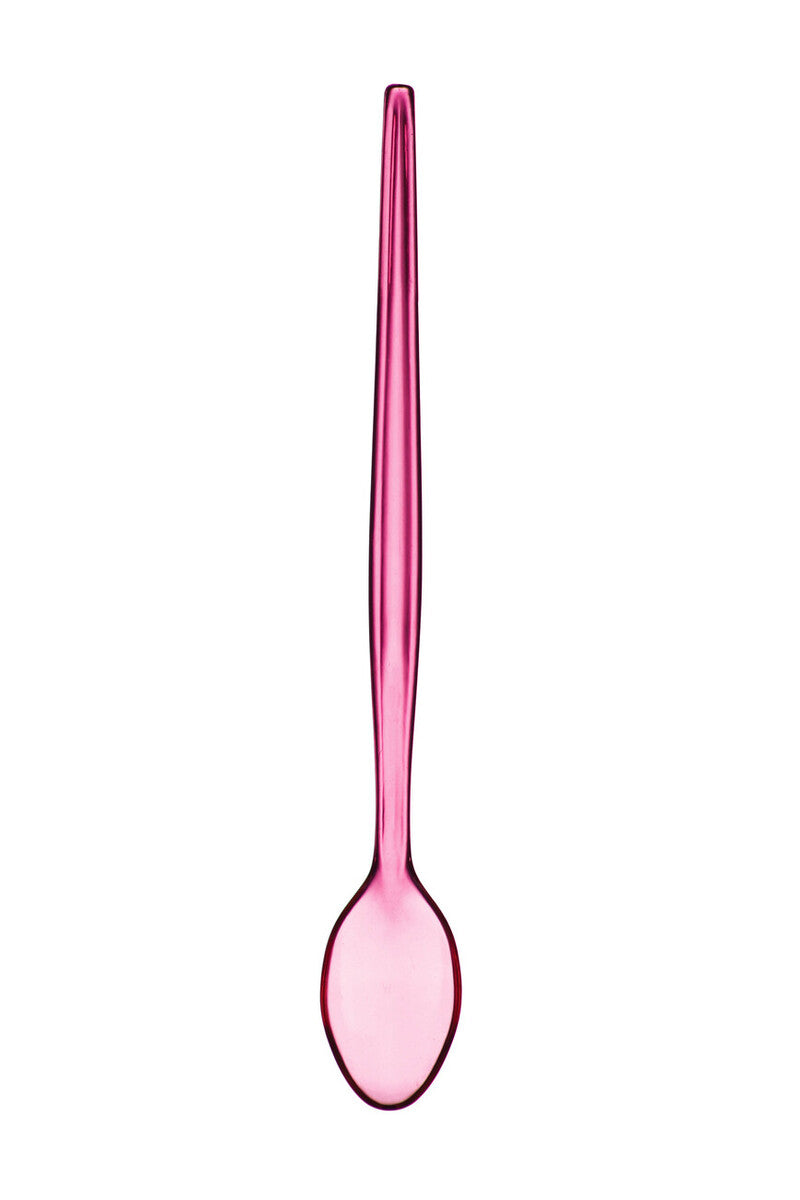 Orsina Pink Plastic Sundae Spoons – Long Handle Dessert Set of 6