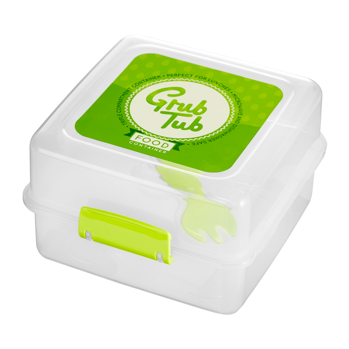 Orsina Grub Tub Lunch Box – Clear Plastic Bento with Spork and Insert