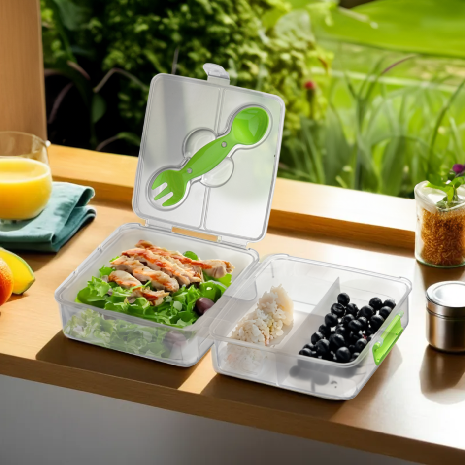Orsina Grub Tub Lunch Box – Clear Plastic Bento with Spork and Insert