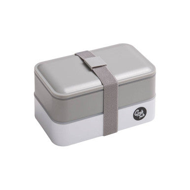 Orsina Grub Tub Stackable Lunch Box with Cutlery – Grey & White