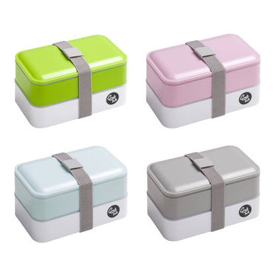 Orsina Grub Tub Stackable Lunch Box with Cutlery – Grey & White