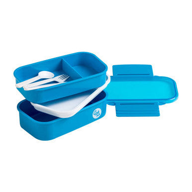 Orsina Blue 2-Tier Lunch Box with Cutlery – Portable Bento Container