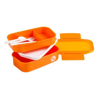 Orsina Grub Tub 2-Tier Lunch Box with Cutlery Set - Orange Plastic