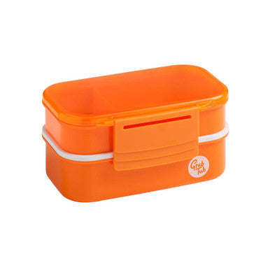 Orsina Grub Tub 2-Tier Lunch Box with Cutlery Set - Orange Plastic