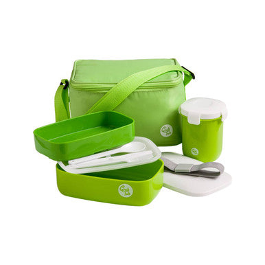Orsina Grub Tub Green Lunch Box Set with Insulated Bag | Leakproof