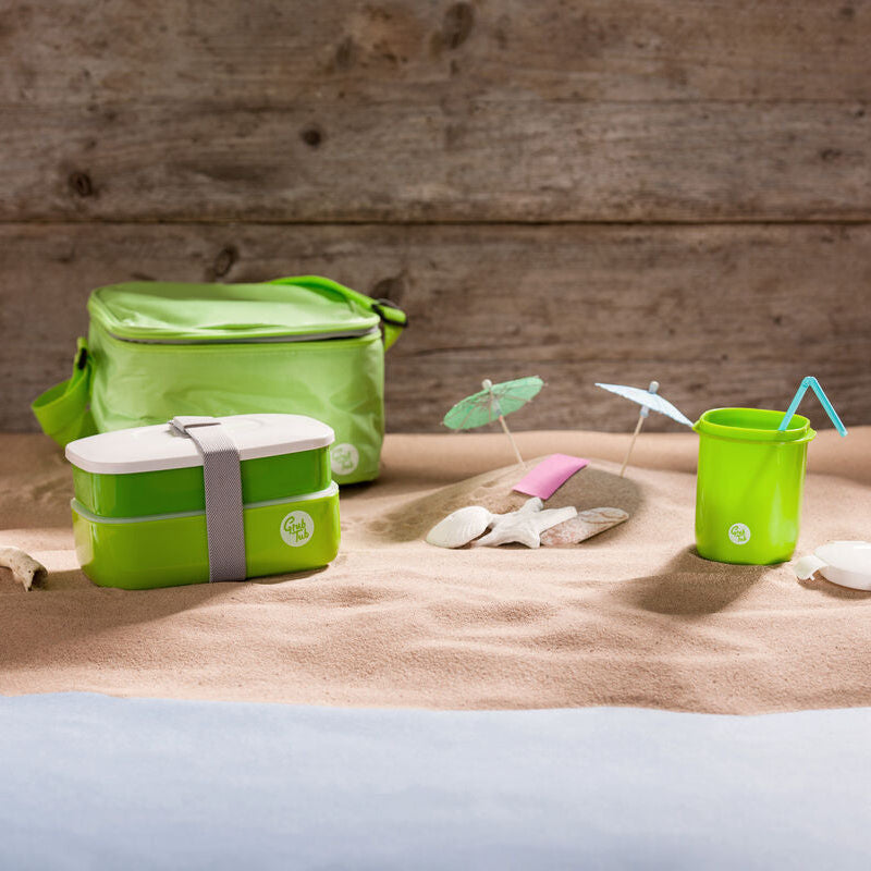 Orsina Grub Tub Green Lunch Box Set with Insulated Bag | Leakproof