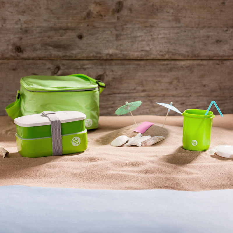 Orsina Grub Tub Green Lunch Box Set with Insulated Bag | Leakproof