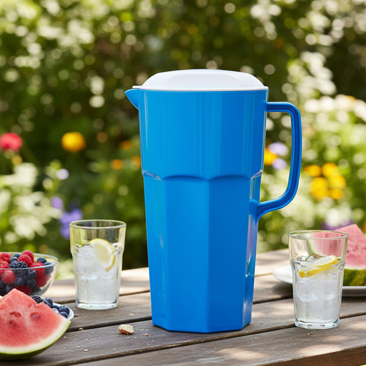 Orsina Blue Plastic Water Pitcher – 2000ml Spill-Resistant Jug