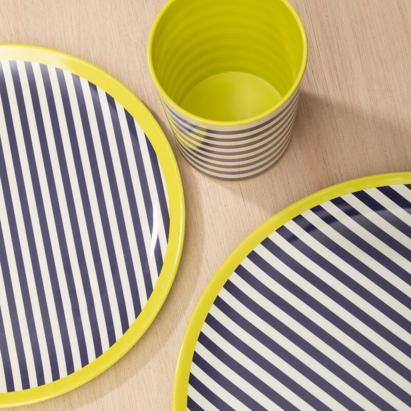 Orsina Mimo Stripe Melamine Tumbler – 340ml Blue & White Drinkware