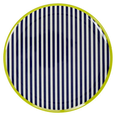 Orsina Mimo Stripe Dinner Plate – Durable Green Trim Melamine Tableware