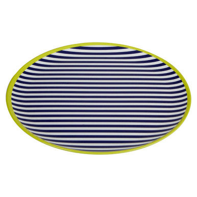 Orsina Mimo Stripe Dinner Plate – Durable Green Trim Melamine Tableware