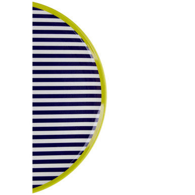 Orsina Mimo Stripe Dinner Plate – Durable Green Trim Melamine Tableware