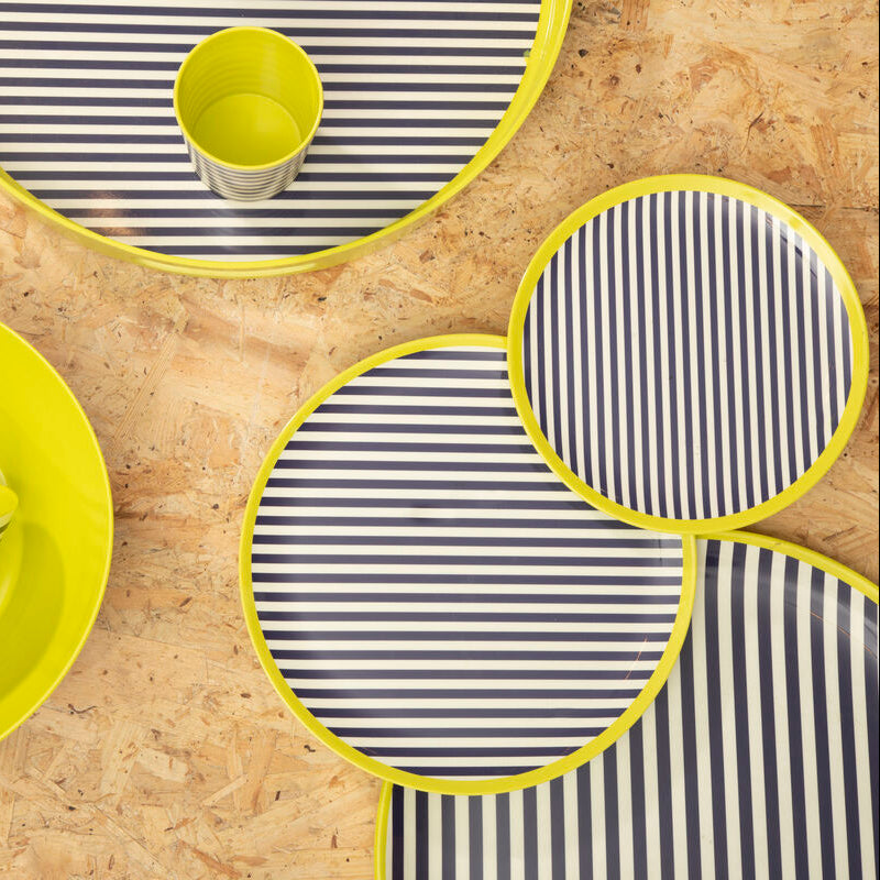 Orsina Mimo Stripe Serving Tray – Durable Melamine with Cutout Handles