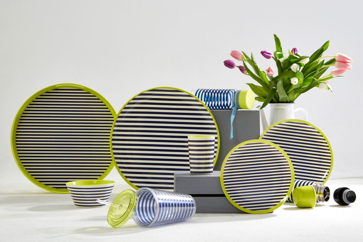 Orsina Mimo Stripe Serving Tray – Large Rectangular Plastic Platter