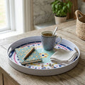 Orsina Mimo Bazaar Floral Serving Tray with Handles – White Melamine