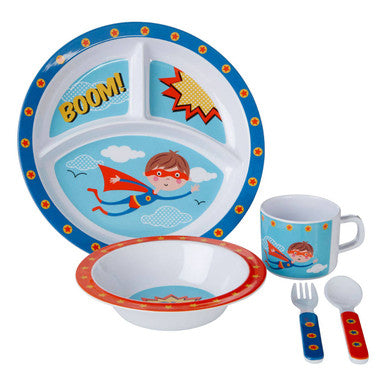 Orsina Mimo Kids Super Rupert 5-Piece Dinner Set | Sectioned Tray