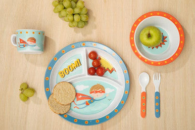 Orsina Mimo Kids Super Rupert 5-Piece Dinner Set | Sectioned Tray