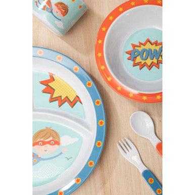 Orsina Mimo Kids Super Rupert 5-Piece Dinner Set | Sectioned Tray