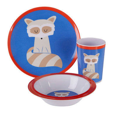 Orsina Mimo Kids Ralph Raccoon Dinner Set | 3-Piece Toddler Tableware