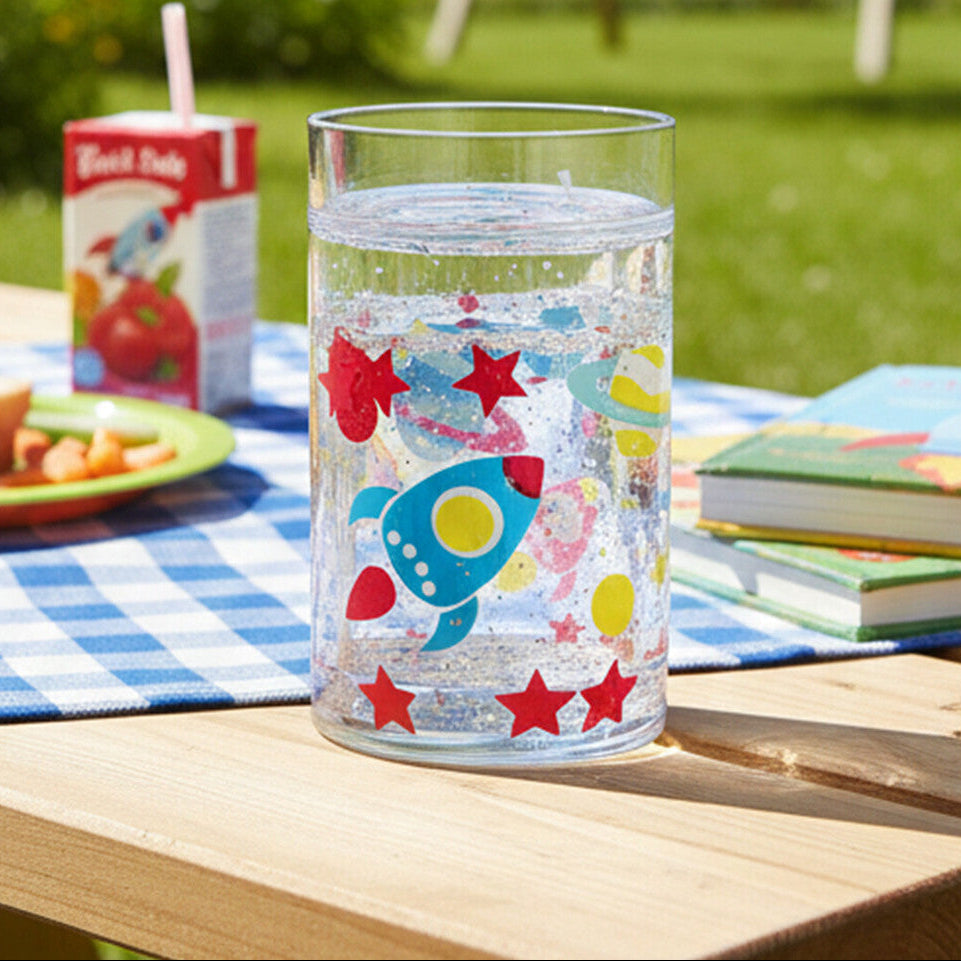 Orsina Kids Space Rocket Drinking Cup | 200ml Glitter Star Tumbler