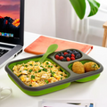 Orsina Green Collapsible Lunch Box | 3-Compartment Bento with Spork