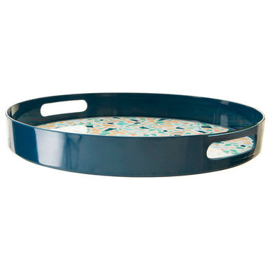 Orsina Mimo Terrazzo Round Serving Tray | Melamine with Cutout Handles