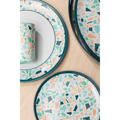 Orsina Mimo Terrazzo Round Serving Tray | Melamine with Cutout Handles