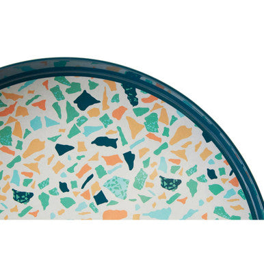 Orsina Mimo Terrazzo Round Serving Tray | Melamine with Cutout Handles