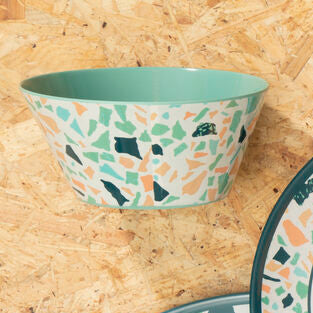 Orsina Mimo Terrazzo Salad Bowl – Durable Green Melamine Serveware