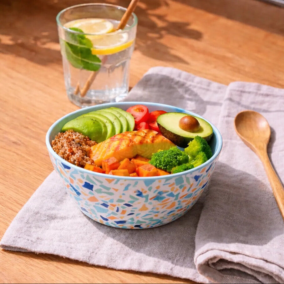 Orsina Mimo Terrazzo Salad Bowl – Durable Green Melamine Serveware