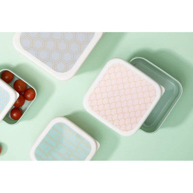Orsina Frosted Deco Snack Boxes – Set of 4 Pastel Food Storage Containers