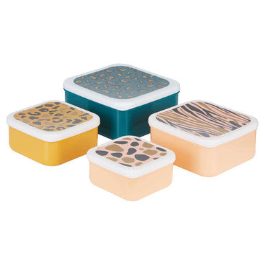Mimo Animal Print Lunch Boxes | Set of 4 Stackable Food Containers