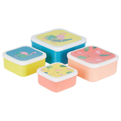 Orsina Mimo Flamingo Lunch Boxes – Set of 4 Nestable Food Containers