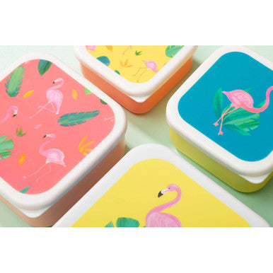 Orsina Mimo Flamingo Lunch Boxes – Set of 4 Nestable Food Containers