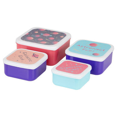 Orsina Mimo Space Design Kids Lunch Boxes – Set of 4 Stackable Bento