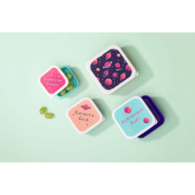 Orsina Mimo Space Design Kids Lunch Boxes – Set of 4 Stackable Bento