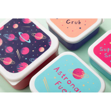 Orsina Mimo Space Design Kids Lunch Boxes – Set of 4 Stackable Bento