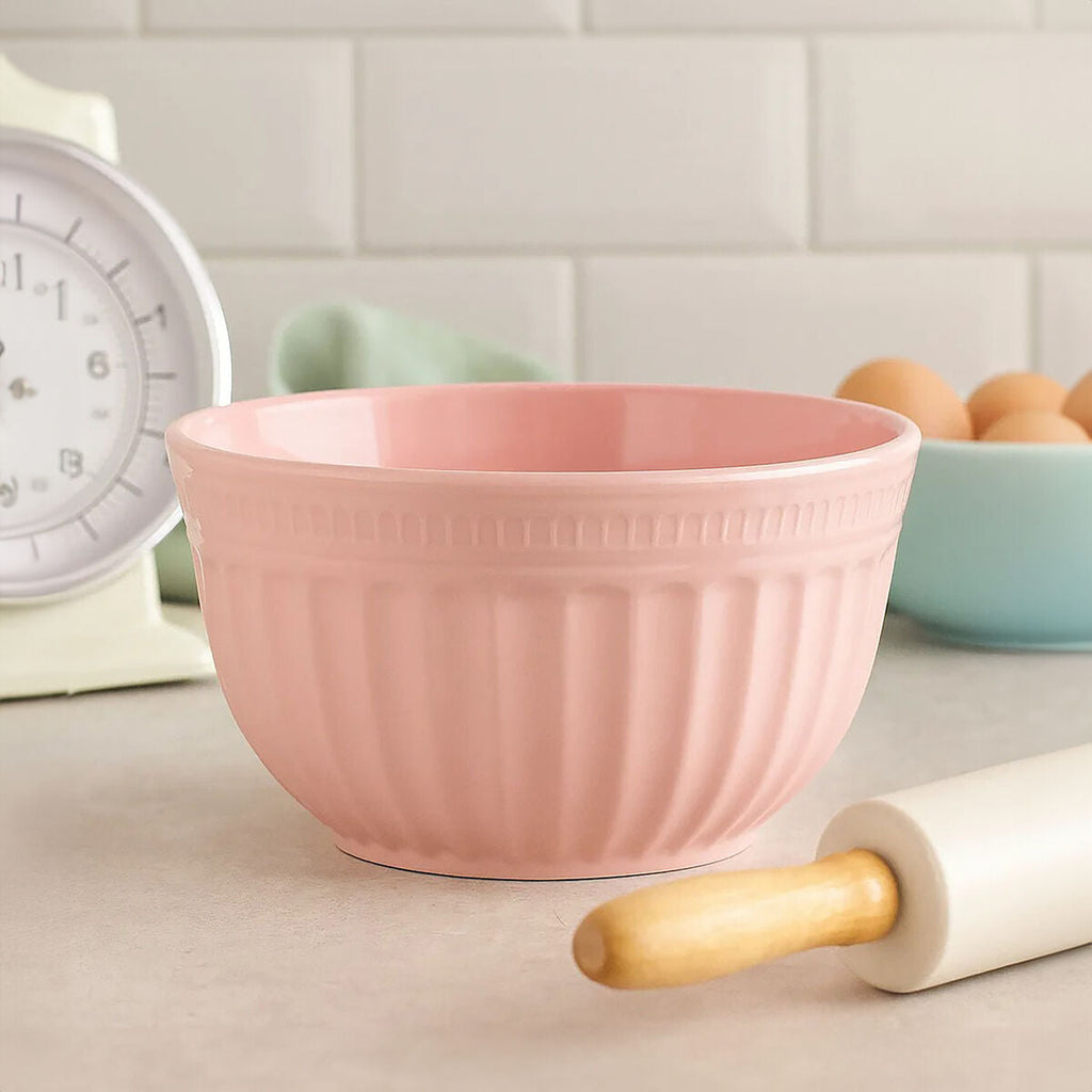 Orsina Alden Small Pink Mixing Bowl – Durable Fluted Melamine