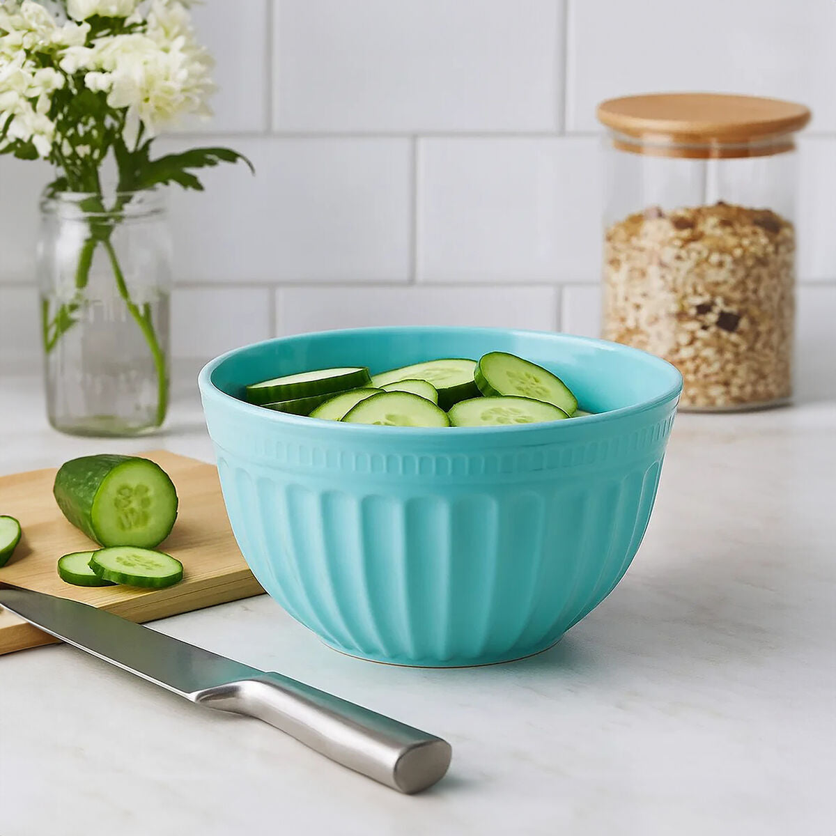 Orsina Alden Small Green Melamine Mixing Bowl – Fluted Prep Bowl