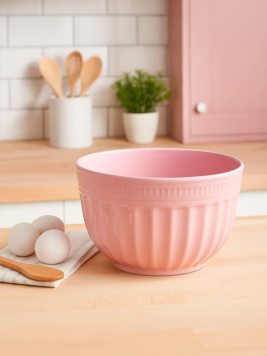 Orsina Alden Melamine Mixing Bowl – Medium Pink Fluted Kitchenware