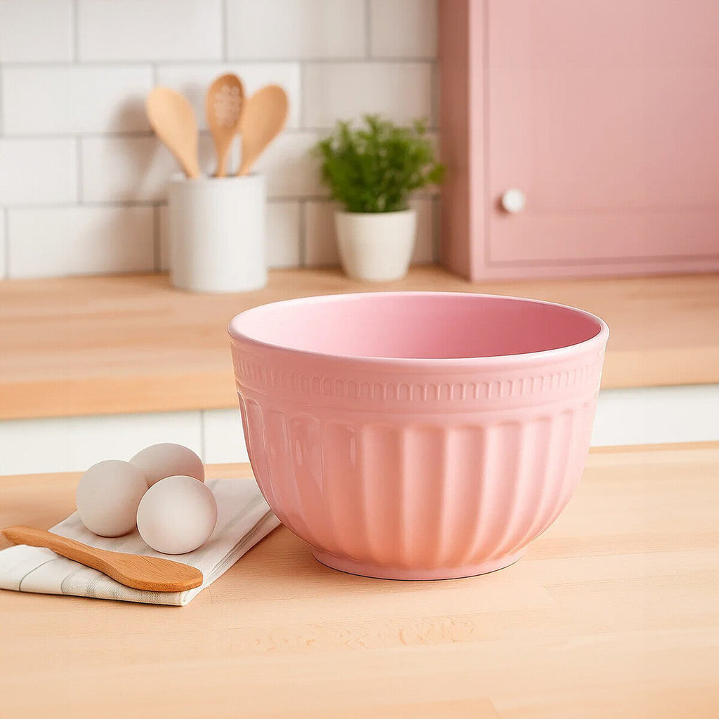 Orsina Alden Melamine Mixing Bowl – Medium Pink Fluted Kitchenware