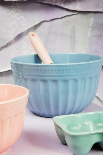 Orsina Alden Extra Large Melamine Mixing Bowl – Blue Fluted Design