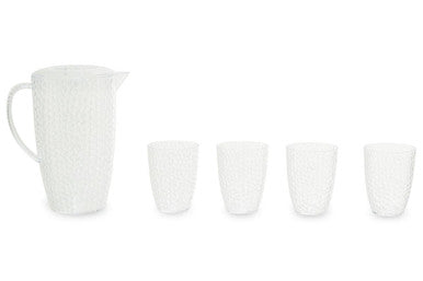 Orsina Romm 2.2L Plastic Pitcher Set with 4 Cups | Honeycomb Texture