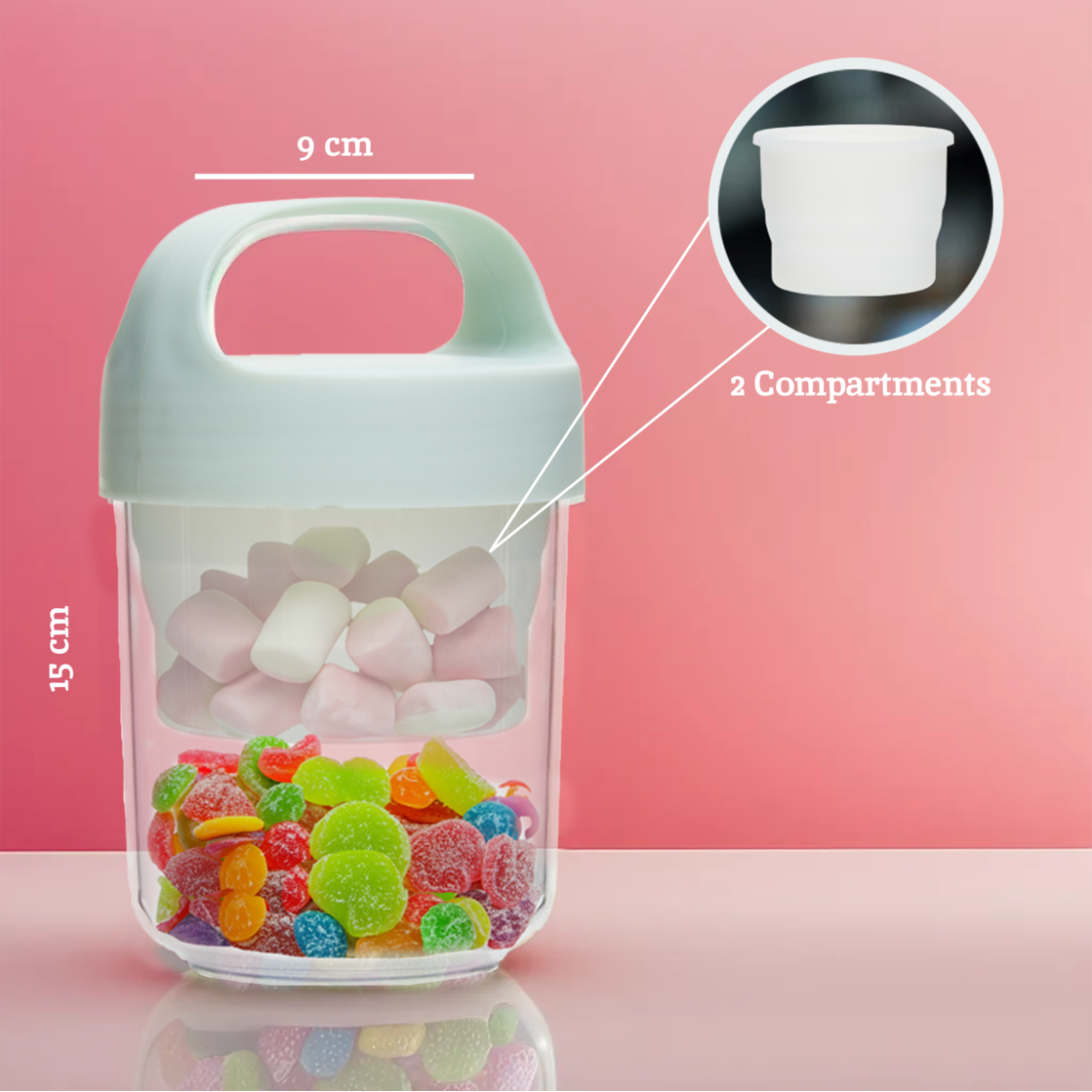 Orsina Grub Tub 2 Compartment Snack Pot – Airtight Portable Container